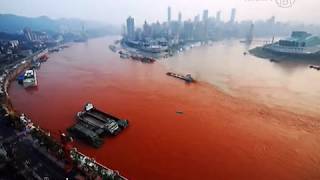 Yangtze River Turns Blood Red in Chongqing China [upl. by Selhorst]