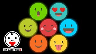 Baby Sensory  Rainbow Glow Funky Emoji  High Contrast Animation stop crying baby [upl. by Yesnel]