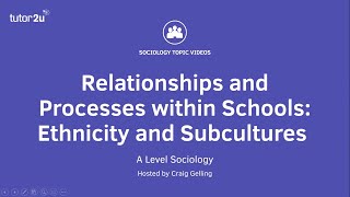 Relationships amp Processes within Schools  Ethnicity amp Subcultures  A Level Sociology [upl. by Audy399]