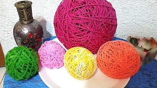 Como hacer esferas de hilo o estambre DIY How to make spheres thread [upl. by Odlaumor]