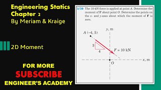 Engineering Statics  Chapter 2  P229  Moment  Engineers Academy [upl. by Imhskal]