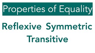 Reflexive Symmetric and Transitive Properties of Equality [upl. by Symons]