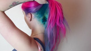 Magenta Violet amp Turquoise Hair Dye Tutorial [upl. by Eissak819]