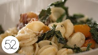 SheetPan Orecchiette With Guanciale Butternut Squash amp Tuscan Kale [upl. by Borlase355]