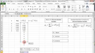 Excel  Discrete Random Variable  Probability Distribution [upl. by Tteve912]