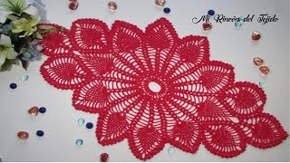 CENTRO DE MESA CROCHET PIÑAS OVALADO Tutorial Paso a paso 1 de 2  OVAL PINEAPPLES CROCHET DOILY [upl. by Saberio]