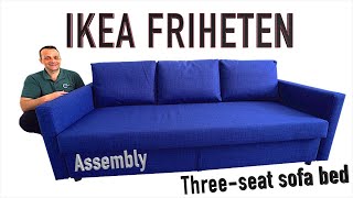 IKEA FRIHETEN Three seat sofa bed Assembly instructions [upl. by Janice666]