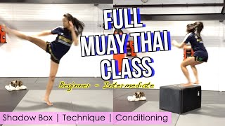 FULL MUAYTHAI CLASS 30 Minutes  Follow Along Technique  Shadow Box  Conditioning [upl. by Yroc988]