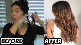 USING A HIGHLIGHTING COMB At Home Balayage Highlights Dark to Light Transformation [upl. by Enaht]