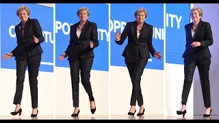 British PM Theresa May dances to Dancing Queen at Tory party conference [upl. by Darryl]