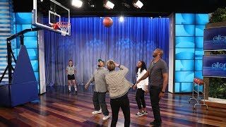 Ellen Plays 2on2 Basketball with Kobe Bryant Ice Cube and an NCAA Champ [upl. by Glanti]