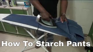 How To Iron And Starch Your Pants Using Sta Flo Liquid Starch [upl. by Suivatco]