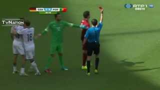 Pepe  Red Card  Ridiculous Foul on Thomas Muller Germany vs Portugal World Cup 2014 [upl. by Siravat]