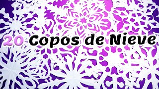 20 Diseños diferentes de copos de nieve en papel  técnica de kirigami ⭐ [upl. by Ainer]