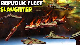 Massive Republic Fleet BURNS in BATTLE  Star Wars EAW Fall of the Republic Mod 20 [upl. by Ahsinawt659]