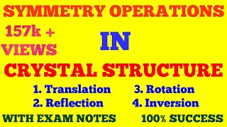 SYMMETRY OPERATIONS IN CRYSTAL STRUCTURE  SOLID STATE PHYSICS  WITH EXAM NOTES [upl. by Alurta]