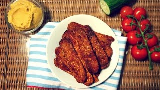 EASY Baked Tempeh Bacon Recipe Vegan OilFree [upl. by Aia33]