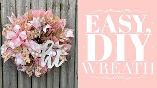 How to Make an Easy Mesh Wreath  Ruffled Wreath Tutorial  How to Make a Bow by Hand [upl. by Ramyaj561]