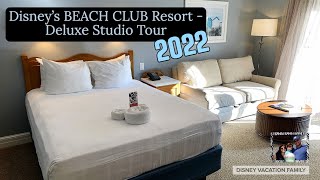 Disneys BEACH CLUB RESORT Deluxe Studio Room Tour 2022 [upl. by Chill]