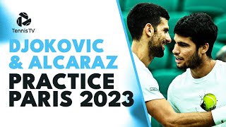 LIVE Carlos Alcaraz amp Novak Djokovic Practice  Rolex Paris Masters 2023 [upl. by Lidda]