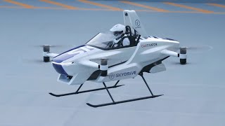 Toyotas SkyDrive  the 1st human piloted quotdronequot is here [upl. by Lahcsap]