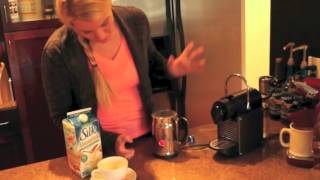 Nespresso Aeroccino Plus Frother Review Frothing Almond Milk [upl. by Nolram]