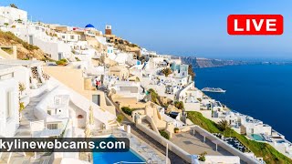 🔴 Recorded live footage webcam from Santorini  Greece [upl. by Lydnek328]